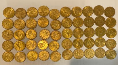 
50 pièces de 10 dollars US en or