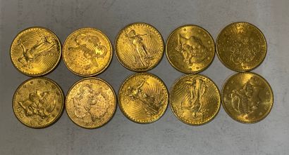 null 
10 pièces de 20 dollars US en or