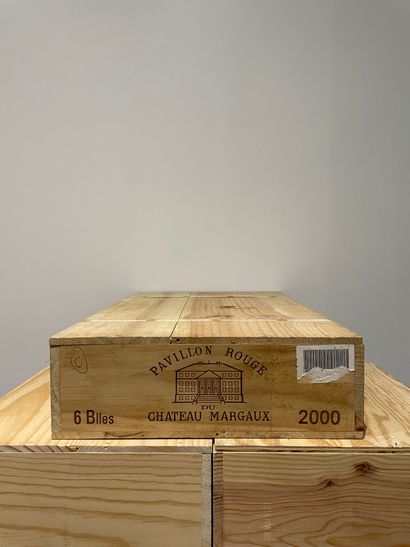 null Six bottles PAVILLON ROUGE of Château Margaux 2000. Original wooden case