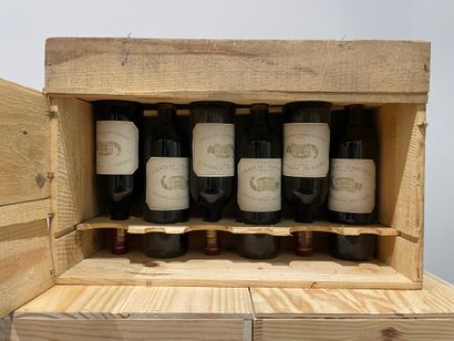 null 6 bottles CHATEAU MARGAUX 1985. Original open wooden case