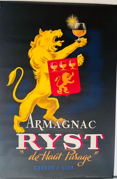 null ANONYME. Armagnac Ryst de Haut Parage. Condom Gers. 1946. Affiche lithographique....