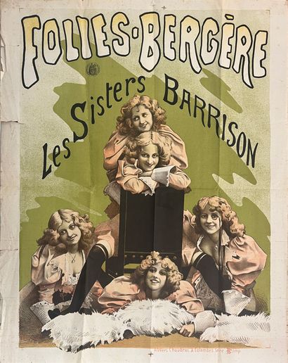 CHOUBRAC Alfred (non signée) Folies-Bergère. Les Sisters Barrison. Circa 1895. Affiche...