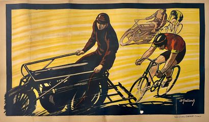 GALAND André Rare affiche de course de demi-fond ou course de stayers. Circa 1910....