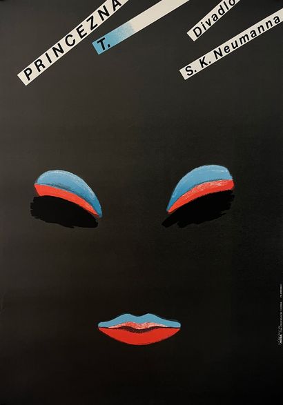 MISEK Théâtre. Princesse T. Théâtre SK Neuman. 1988. Affiche tchèque. Sérigraphie...