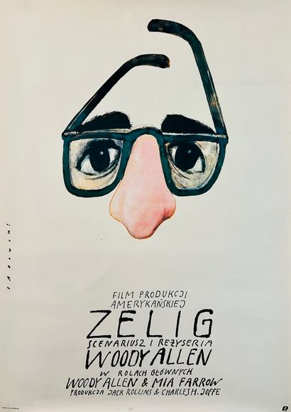 null ZELIG Woody Allen. 1983. 66x94 cm. Affiche polonaise. Wiktor Sadowski (1985)....