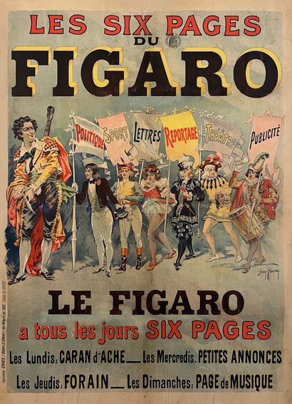 FINNEY Harry Les six pages du Figaro. Le Figaro a tous les jours six pages. Affiche...