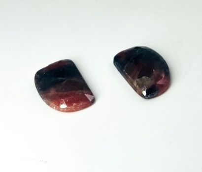Lot of 2 faceted gemstones. Weight : 16.4...