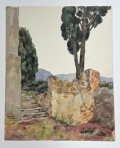 null "Corse 1962" - Émile Marie Beaume 

Aquarelle sur Canson, signée et titrée en...