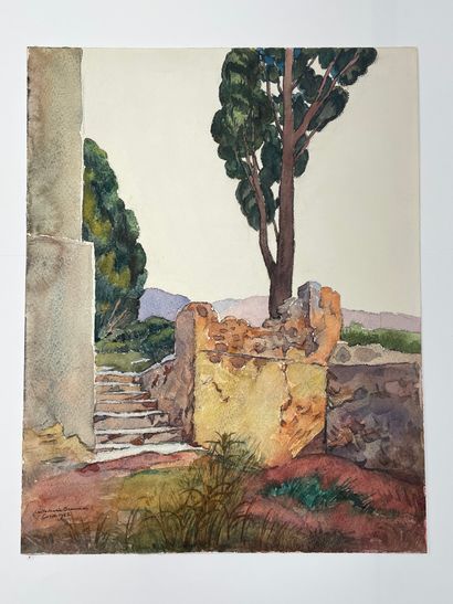 null "Corsica 1962" - Emile Marie Beaume 

Watercolor on Canson, signed and titled...
