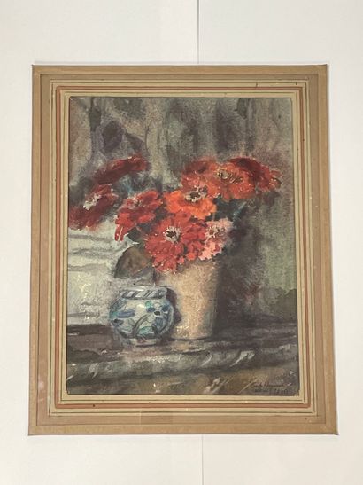 null "Laval 1940" (Still life) - Émile Marie Beaume 

Watercolor on Canson under...