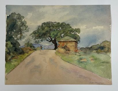 null "Corse 1962" - Émile Marie Beaume 

Aquarelle sur Canson, signée et titrée en...