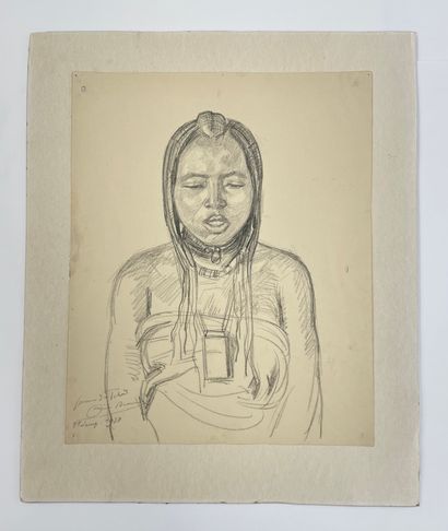 null "Femme du Tchad, 1938" - Émile Marie Beaume 

Dessin à la mine de plomb sur...