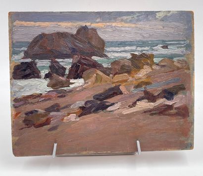 null "Biarritz, 1920" - Émile Marie Beaume 

Oil on wood, signed and titled on the...