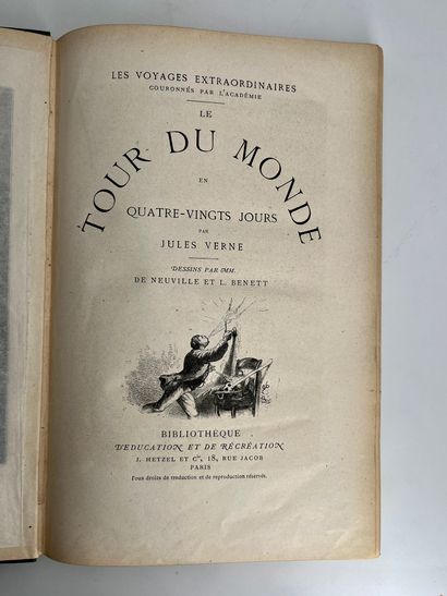 Jules Verne. Le tour du monde en 80 jours.
Ill. par de Neuville et Benett. Paris,...
