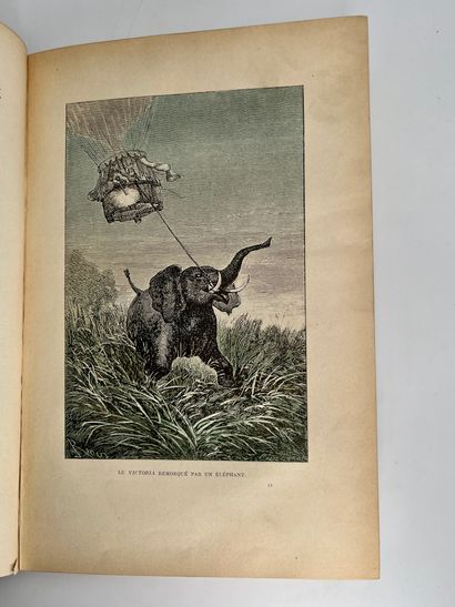 Jules Verne. # Cinq semaines en ballon.
Ill. par Riou et de Montaut. Paris, Bibliothèque...