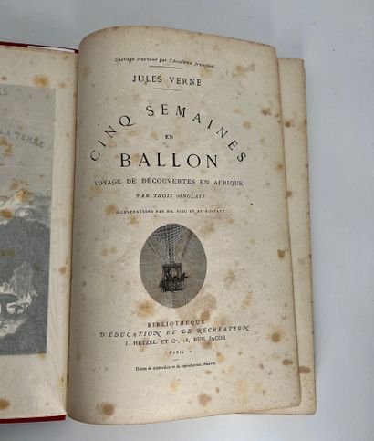Jules Verne. # Five weeks in a balloon.
Ill. by Riou and de Montaut. Paris, Bibliothèque...