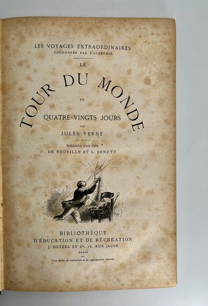 Jules Verne. Le tour du monde en 80 jours.
Ill. par de Neuville et Benett. Paris,...