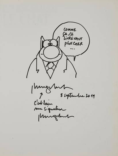 Geluck * Dédicace : Le chat tome 1. Edition originale agrémentée d'un dessin de l'auteur....
