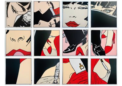 Hugo Pratt * Tango : Portfolio grand format (70x70) composé de 12 sérigraphies toutes...