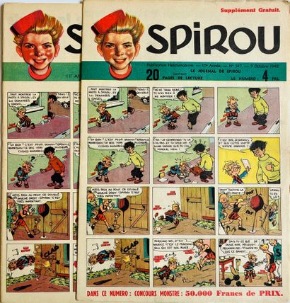 null Spirou Supplément au n°547：4页文件，附有同封面的原刊（1948年10月7日）。非常罕见的一套，状况非常好。