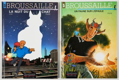 Frank Pé * Ensemble de 2 dédicaces : Broussaille 3 et 4 agrémentés de dessins représentant...