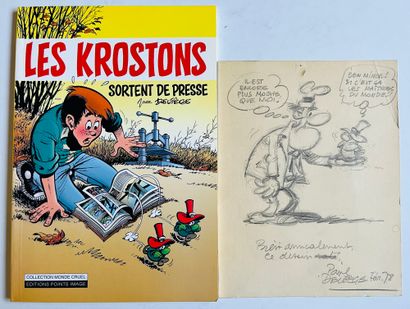 Deliège * 一套2个献词：Krostons下线，EO与Kroston的图画+画页上的图画（14.5 x 19.5厘米），一个男人拿着Kroston。非常...