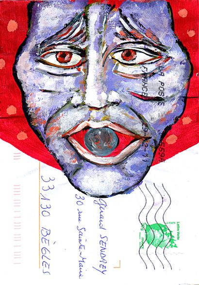 THUILLIER Jean-Luc Untitled / Mail-Art Envelope / Mixed media on paper / Signed on...