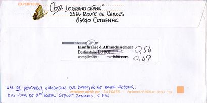 GAERTNER Coco Papillons / Enveloppe mail-Art / Collage sur papier / Signé au dos...
