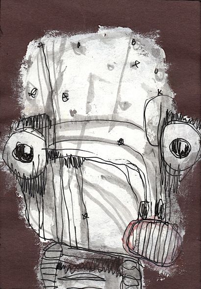 FINK Gus Untitled / Mixed media on paper / Signed lower right / 
14,1 x 9,7 cm