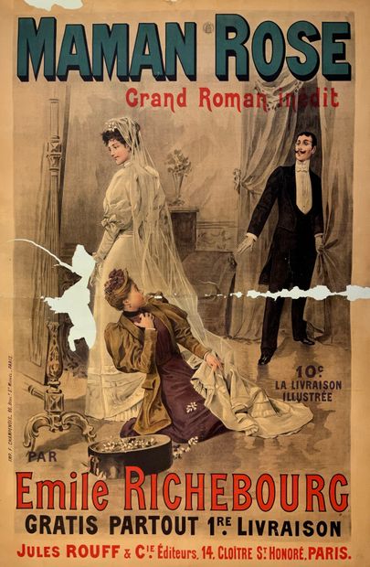 null ANONYME. Maman Rose. Grand Roman inédit par Emile Richebourg. 1894. Affiche...