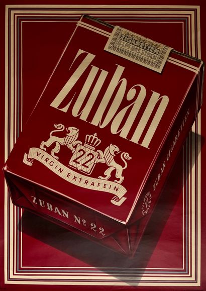 ANONYME. Zigaretten Zuban. Circa 1950. Affiche...