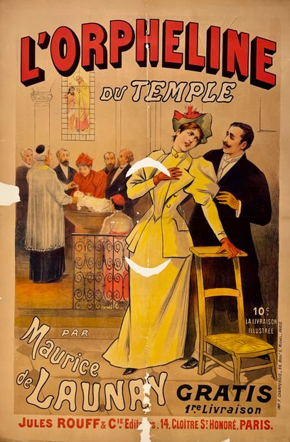 null ANONYME. L'Orpheline du temple par Maurice de Launay. Circa 1895. Affiche lithographique....