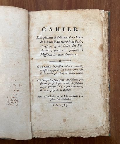 M.JOFFE Book of complaints & grievances of the Ladies of the market of Paris. August...