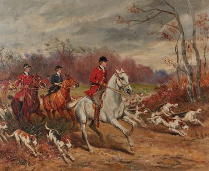 Raymond DESVARREUX (1876-1961) Hunting in the Hounds, 1947
Oil on canvas, signed...