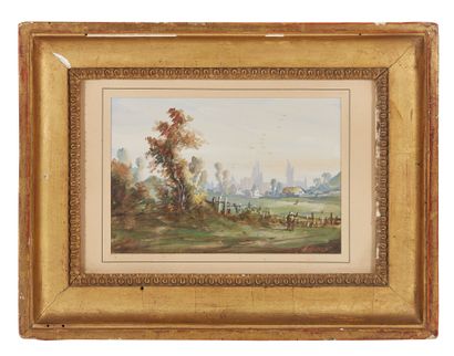 Eugène CICERI (1813-1890) Animated orchard
Gouache, signed lower right 11.5 x 15.5...