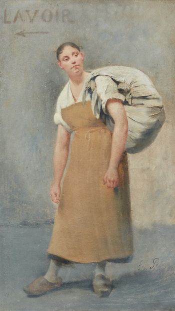Fernand PELEZ (1843-1913) Laundry
Oil on panel, signed lower right, titled upper...