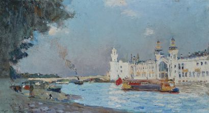 Albert Marie LEBOURG (1849-1928) The Seine in Paris and the Algerian Pavilion at...
