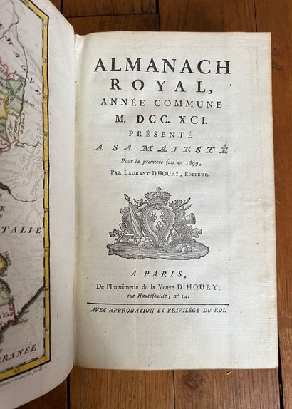 null [ALMANACH]
Almanach royal année commune MDCCXCI. Paris, chez Veuve d'Houry rue...