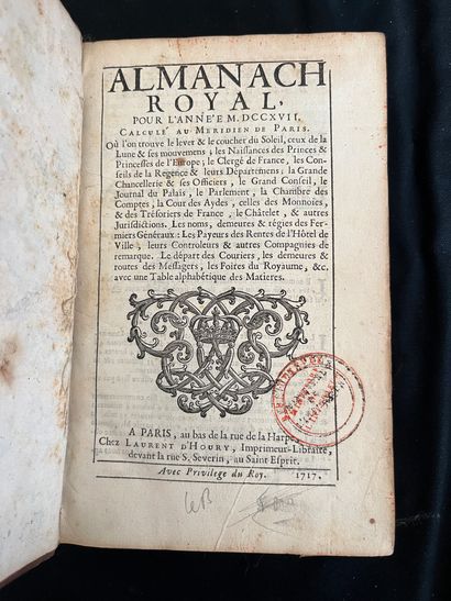 null [ALMANACH]
Almanach royal pour l'an MDCCXVII. Paris chez Laurent d'Houry au...