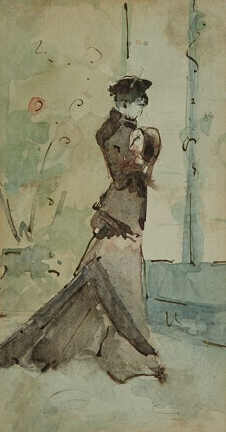 Louise ABBEMA (1858-1927) Elegant woman in profile
Watercolor, stamped on the back...