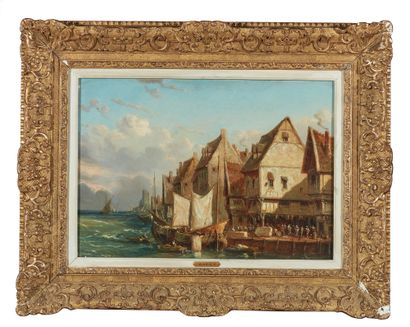 Eugène ISABEY (1804-1886) The Quay of the Spears in Morlaix (?)
Oil on canvas, signed...
