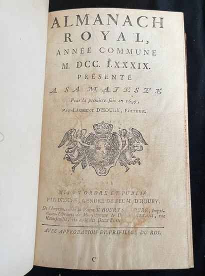 null [ALMANACH]
Almanach royal pour l'année commune MDCCLXXXIX. Paris, chez la Veuve...