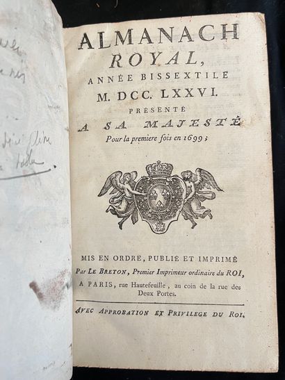 null [ALMANACH]
Almanach royal pour l'an bissextile MDCCLXXVI. Paris, chez Le Breton...