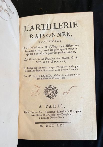 LEBLOND The reasoned artillery. Paris Jombert. 1761. Fort in-8 full calf, spine with...