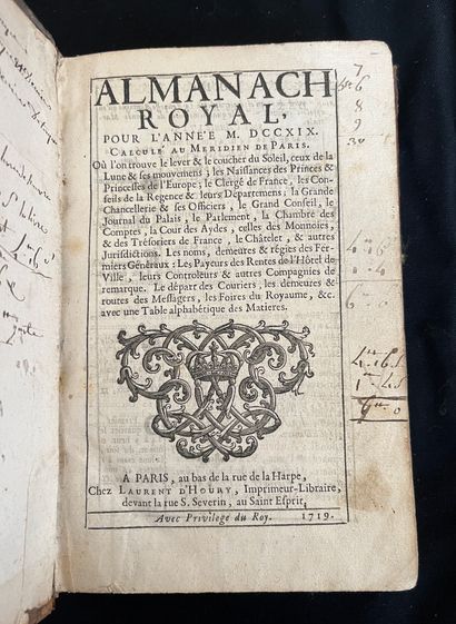 null [ALMANACH]
Almanach royal pour l'an MDCCXIX. Paris chez d'Houry au Saint-Esprit....