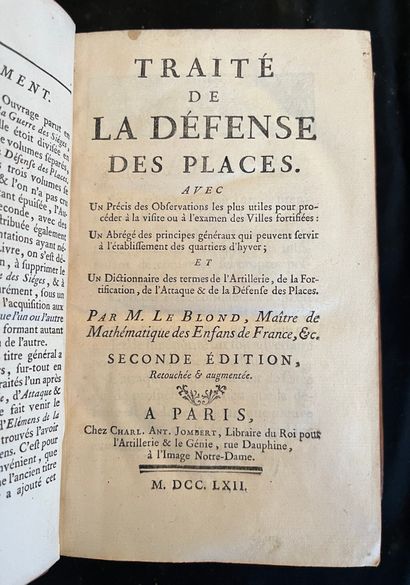 M.DEMEUVE de VILLEPARC Traité des manoeuvres de l'artillerie. Grenoble, chez la veuve...