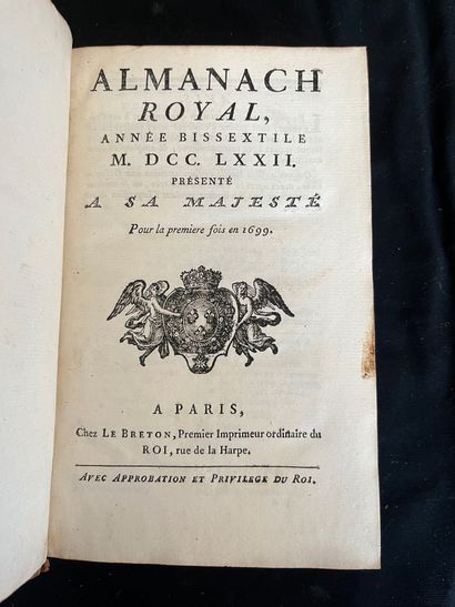 null [ALMANACH]
Almanach royal pour l'an bissextile MDCCLXXII. Paris, chez Le Breton...