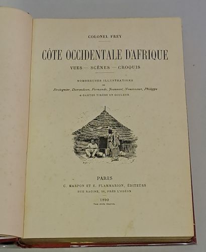 null Ensemble de 3 Cartonnages Flammarion. 1) Colonel Frey, Côte occidental d'Afrique,...
