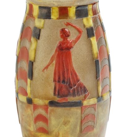Gabriel ARGY-ROUSSEAU (1885-1953) Rare vase en pâte de verre polychrome à décor de...