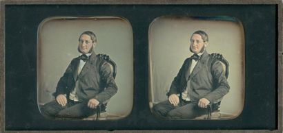 Auteur non identifié Portrait d'un homme assis, c. 1855 Daguerréotype stéréoscopique...